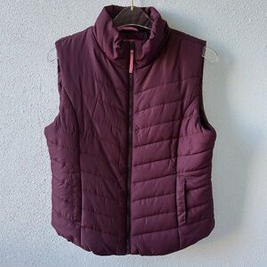 Aeropostale Women Size L Burgundy Zip Up Vest Pockets Hiking Outdoors Athleisure